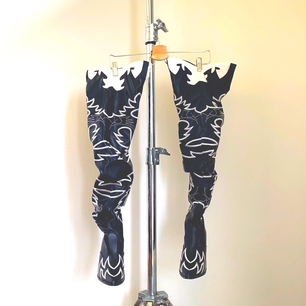 Ridiculous, but cute thigh high cow boy boots
